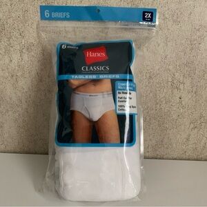 Hanes Classics White Tagless Briefs 6-Pack Comfort Flex Waistband 2XL